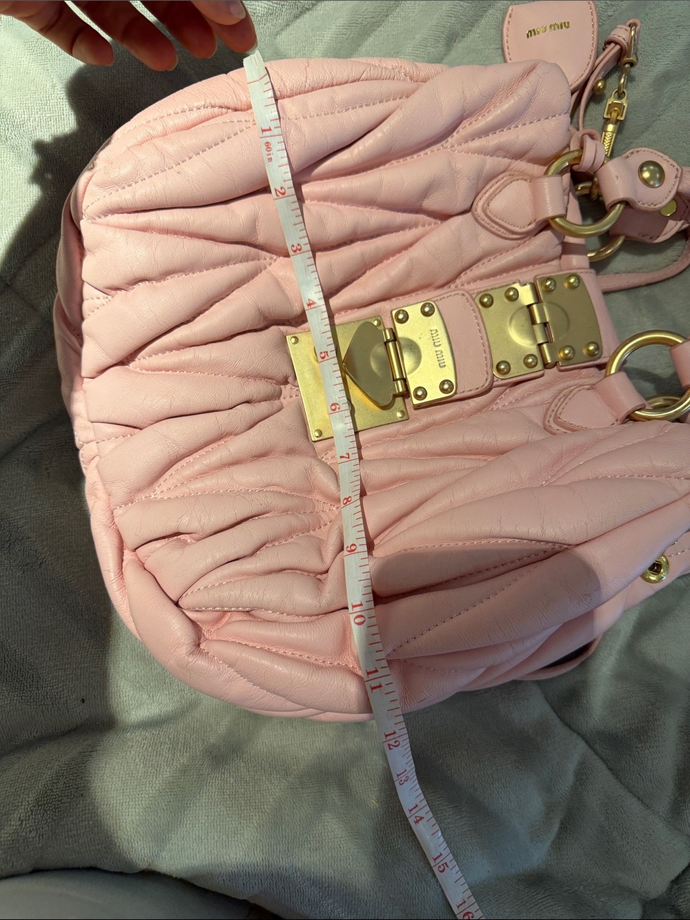 Miu Miu Pink Quilted Satchel with Gold Hardware and Braided Handles - Picture 6 of 8